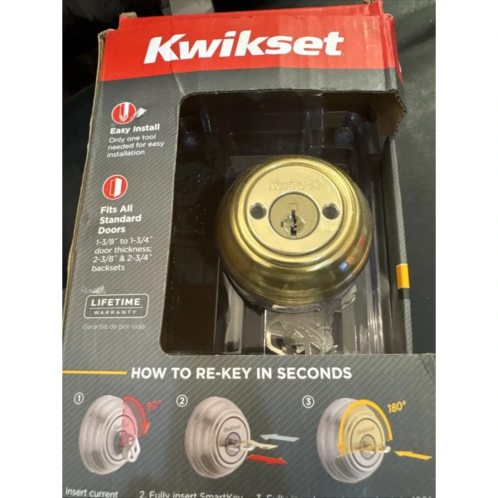 Kwikset Keyed Both Sides Polished Brass Deadbolt Double Cylinder 985 99850-071